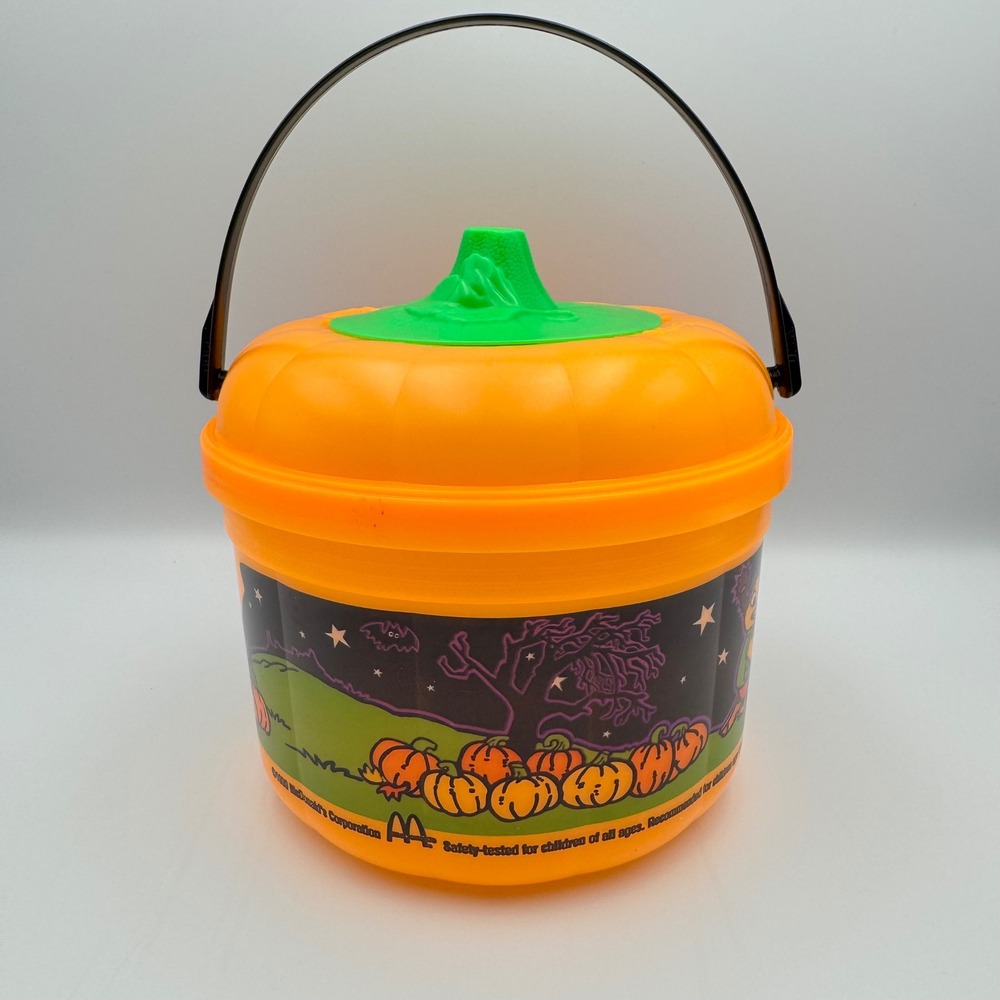 Vintage 1993‎ McDonald's Halloween Pail Pumpkin Bucket Candy Treat Decoration